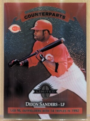 1997 Donruss LIMITED EXPOSURE NON GLOSSY #42 Deion Sanders RARE VARIATION ERROR