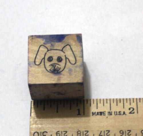 Dog Face Puppy Pet Animal Small Mini 1" Rubber Stamp - Picture 3 of 9