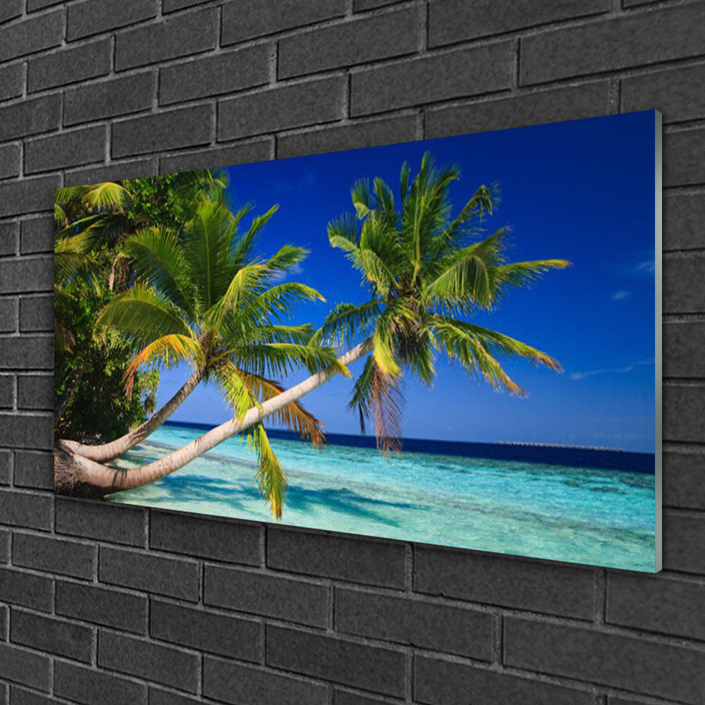 Tableau sur verre déco de plage pour une ambiance de salon tropicale et relaxante