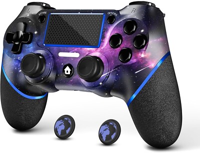 Wireless Controller for PS4, with Non-Slip Grip, Thumb Caps (Galaxy)
