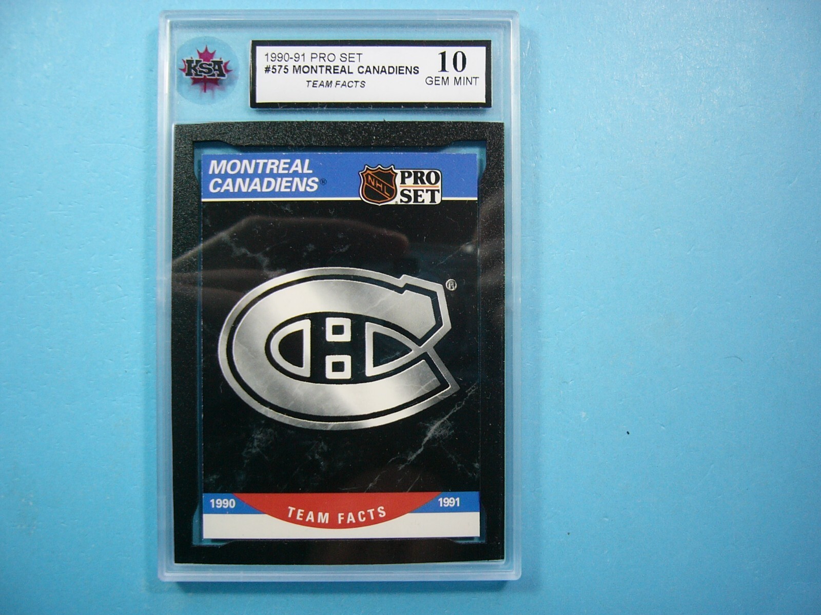 1990/91 PRO SET NHL HOCKEY CARD #575 MONTREAL CANADIENS LOGO KSA 10 GEM MINT