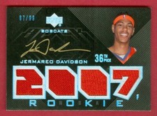 2007-08 UD BLACK BKB Jermareo Davidson SP AUTO/QUAD JERSEY RC CARD #90 #ed 87/99