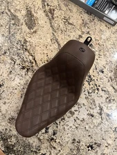 Saddleman Brown Diamond Stitch Solo Seat Fits Harley Davidson Softails 2006-2017