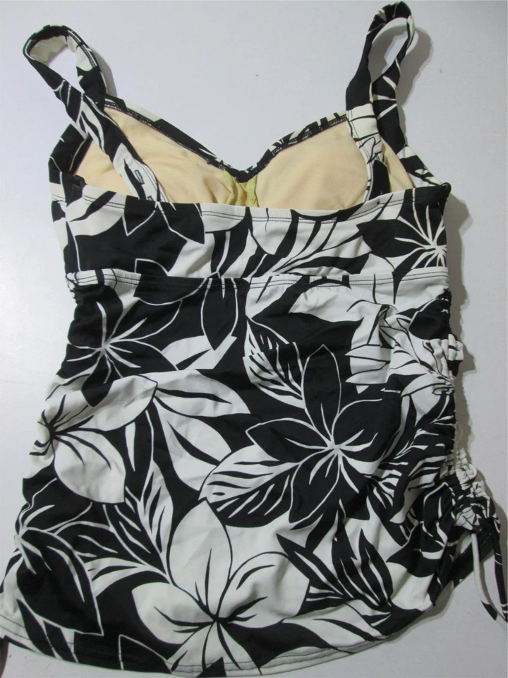 Tankini Maxine Of Hollywood para mujer talla 10 negro/blanco con cordón con aros Foto 2 de 4