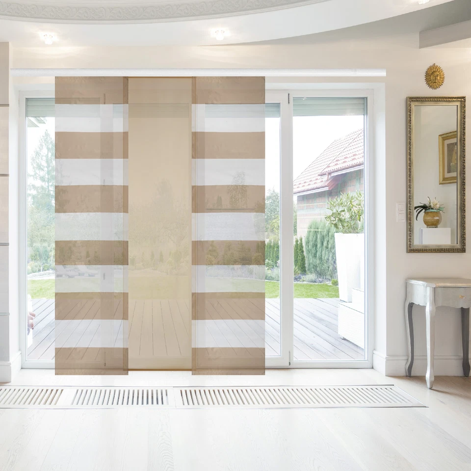 Flächenvorhang 3er Pack gestreift 60x260cm Schiebegardine Vorhang inkl. Zubehör - Bild 4 von 4