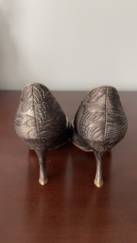 Dolce & Gabbana Gold Leaf Jacquard Pump Heels | Size EU 38 - Picture 9 of 16
