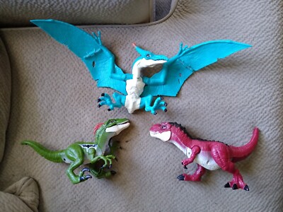Robo Alive Dino Action Pterodactyl T-Rex Raptor Lot ZURU Roaring Dinosaurs