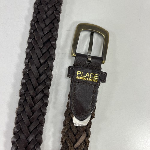 PLACE Brown Braided Genuine Leather Belt - Youth/Kids Size 20 - Picture 7 of 7