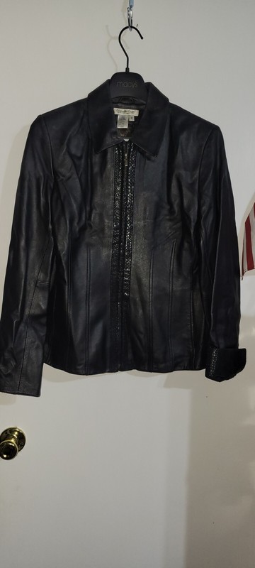 Coldwater Creek Leather Jacket Black Size Small Womens 
