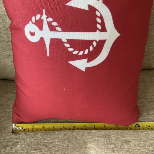 Coastal Decor Nautical Lumbar Pillow Throw Anchor Stripes Red White & Blue NEW - Picture 9 of 9