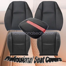 Fits 07-14 Cadillac Escalade Driver & Passenger Bottom & Top Seat Cover Black