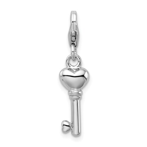 Sterling Silver Key To My Heart Lobster Clasp Charm Jewerly 27mm x 7mm - Afbeelding 1 van 4