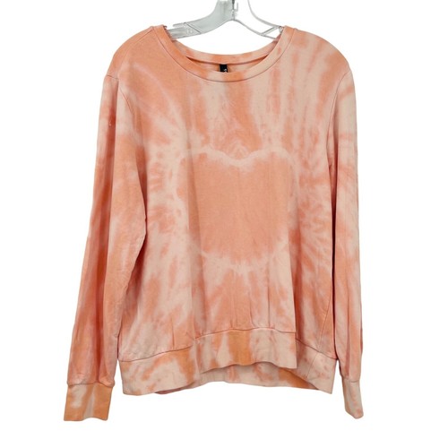 Torrid Frottee Langarm Lounge Sweatshirt Gr. L 0 Pfirsich Herz Batik bequem