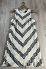 Ann Taylor White Black Polka Dot Embroidred Sleeveless A-Line Dress Sz 2