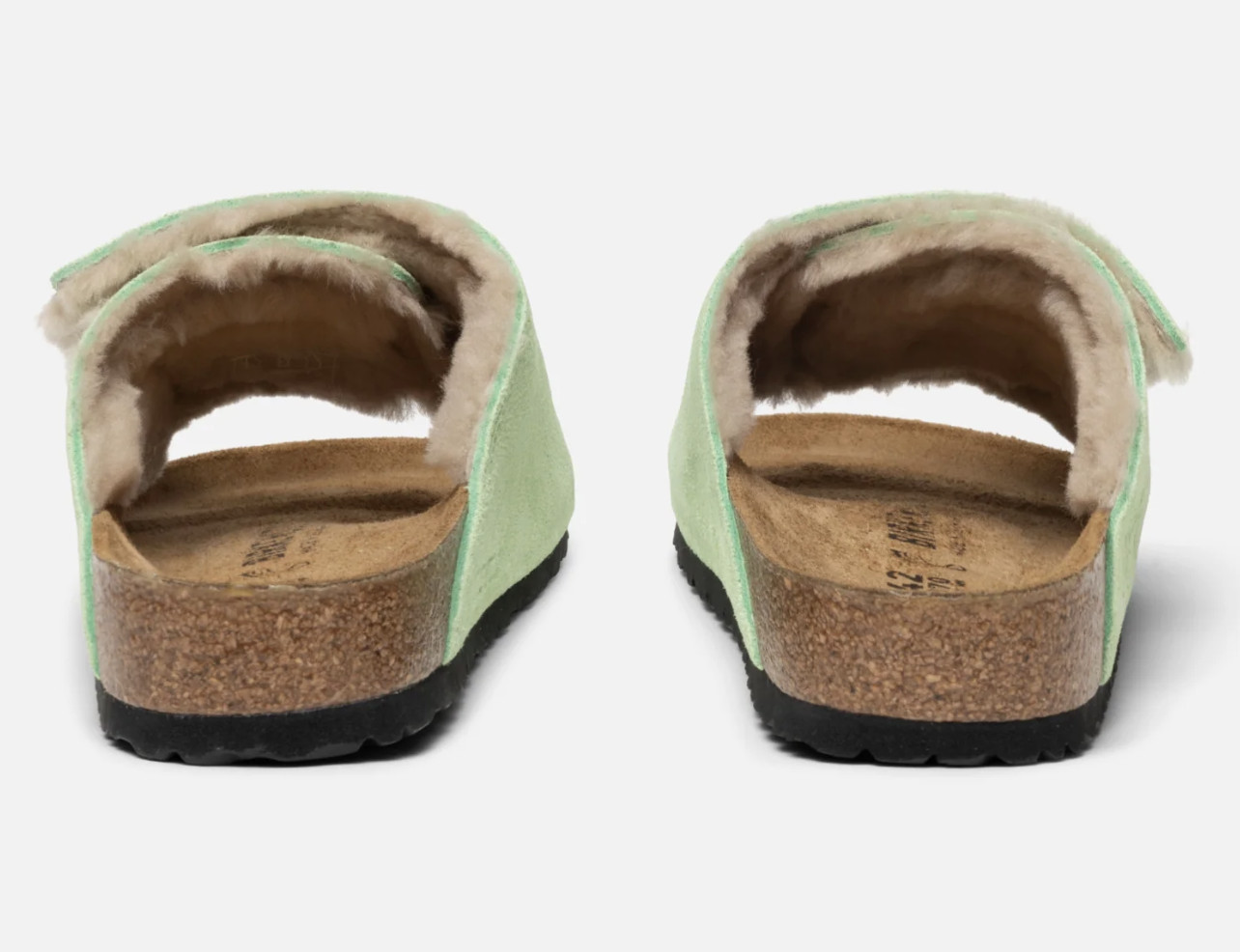 STUSSY Birkenstock Suede Shearling Slide Washed Green Solana image 5