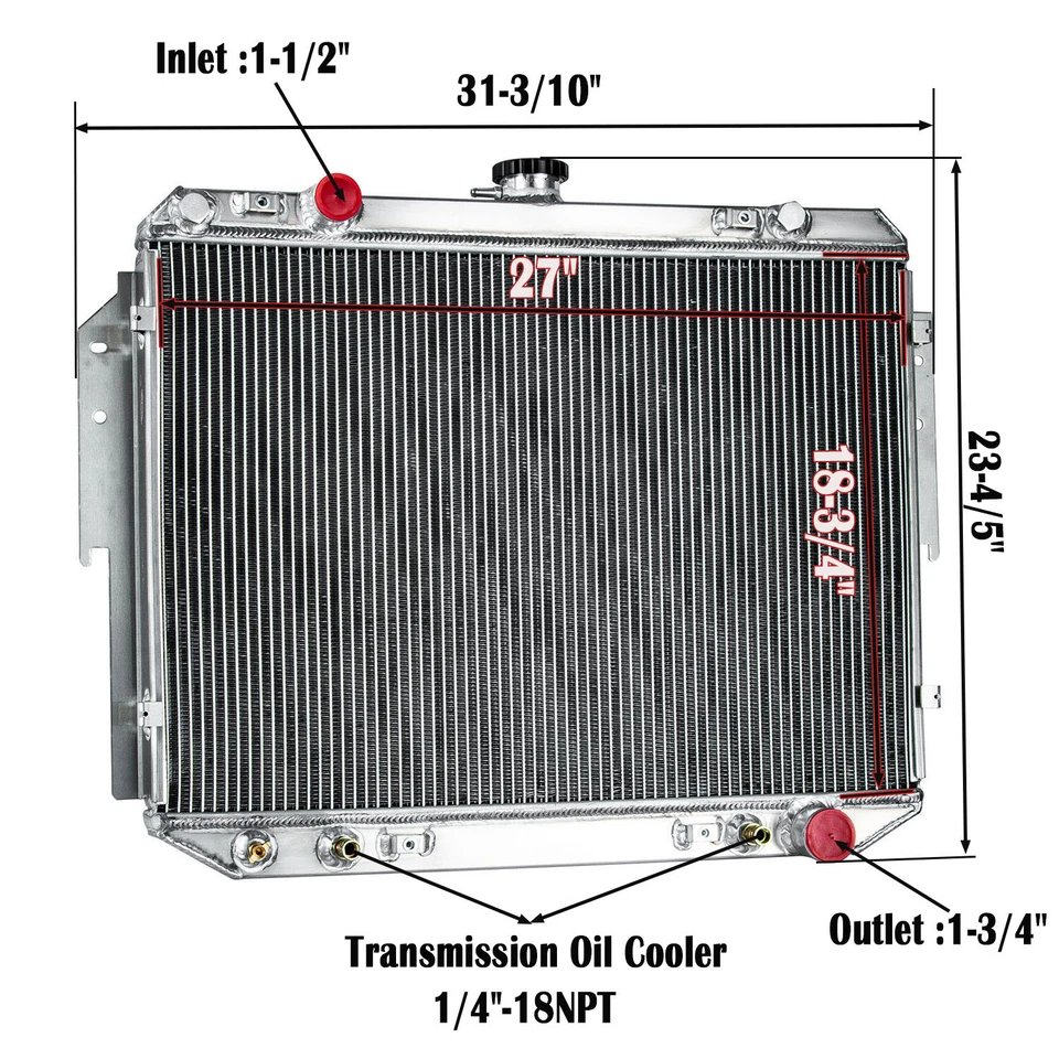 Radiador de 3 filas para Dodge B150 B250 B350 1984-85 1999-03 Ram 1500 2500 3500 AT Foto 2 de 4