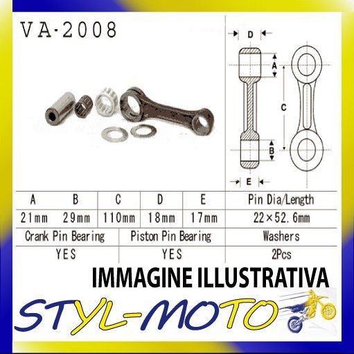 Connecting Rod Engine VESRAH VA2008 Yamaha YFZ 350 Banshee Cc 350 2002