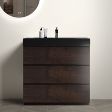 24" 30" 36" Bathroom Vanity w/Sink, Freestanding Bath Vanity Cabinet, 3 Drawers