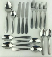Pfaltzgraff Satin ARIEL Stainless Flatware Mixed Lot 15 Pieces Fork Spoon Knife 