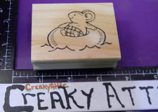 MOUSE ON AN INNERTUBE RUBBER STAMP GREAT IMPRESSIONS E352 CREAKYATTIC