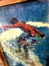 Original quality vintage art "Master Surfer" FRMD MODERN IMPRESSIONISM