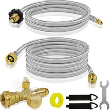 Extend A Stay RV Propane Kit, Propane Brass Tee 4 Port Adapter Kit with 5ft ...