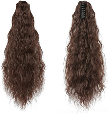 Wavy Ponytail Extension, 22 Inch Corn Wave Pony Tail Synthetic Claw Clip Hair Ex