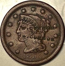 1854, 1852 & 1847 Braided Hair Large Cents, 3-coins