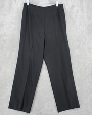 Talbots Pants 12 Wool Blend Wide Leg Minimalist Career Office Lined Zip Black