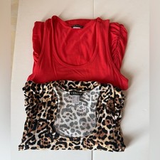Bundle of 2 Women's Venus Bodycon Knit Ruched Dresses animal Print Red size Xs