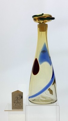 HTF Blenko Handmade Glass 7602-WH Kaleidoscope Decanter 2x Signed Husted Design