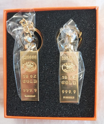 TopFlames Refillable Oil Lighters   Gold Bar Style Keychain (Gift Box Set of 2)