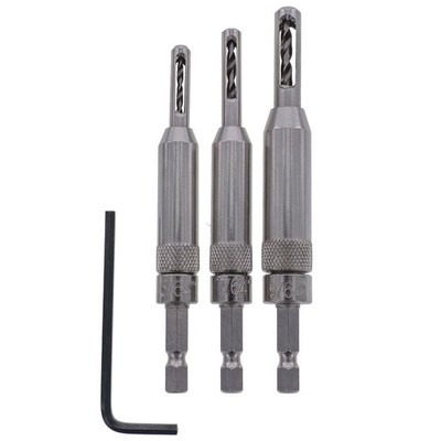 2317 SelfCentering Spring Loaded Hinge Bit Set 5/64 7/64 9/64 Inch 3 PCS