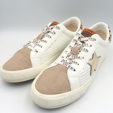 Vintage Havana Grande White Camel Multi Sneakers Leopard Trim Tan Suede Size 10
