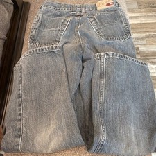 Hawk Boys Blue Denim Jeans 12S Straight Leg Button Closure Solid Pockets