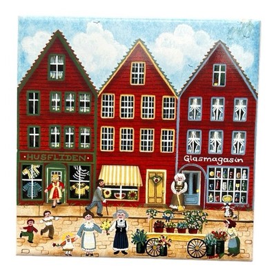Bergquist Imports Bryggen Bergen Norway 1998 Ceramic Art Tile Trivet Wall Plaque