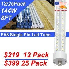96" Led Light 8 FT T8 T12 Single Pin FA8 144W V Shaped Ballast Bypass LED Bulbs