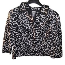 Chico's Sz. Xlarge Black/white Animal Print Jacket Nwt 7774