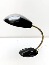 ATQ Art Deco Industrial Machine Age Streamline Gooseneck Desk Lamp Black Metal