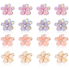 16PCS Small Hair Claw Clips for Women Girls, Mini Crystal Flower Hair Clips, 0.8