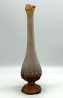 Fenton Brown Cream Hobnail Opalescent Swung Art Glass Vase 10”