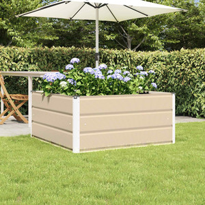 Planter Box Steel Ivory 100 x 100 x 45 cm Modern Outdoor Garden Planter Large XL