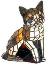Tiffany Stehlampe Lichtfigur  Bleiglas Lampe Katzenleuchte Clayre & Eef 5LL-776