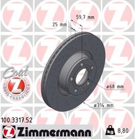 2X Bremsscheibe Sport Z Zimmermann 100.3317.52 FüR Audi A6 1LT C6 4F2 4F5 Avant