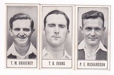 3 1957 Barratt TEST CRICKET Cards ENGLAND TOM GRAVENEY Peter Richardson TG Evans