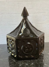 Vintage Tiara Indiana Black Amethyst Colonial Lidded Candy / Trinket Dish