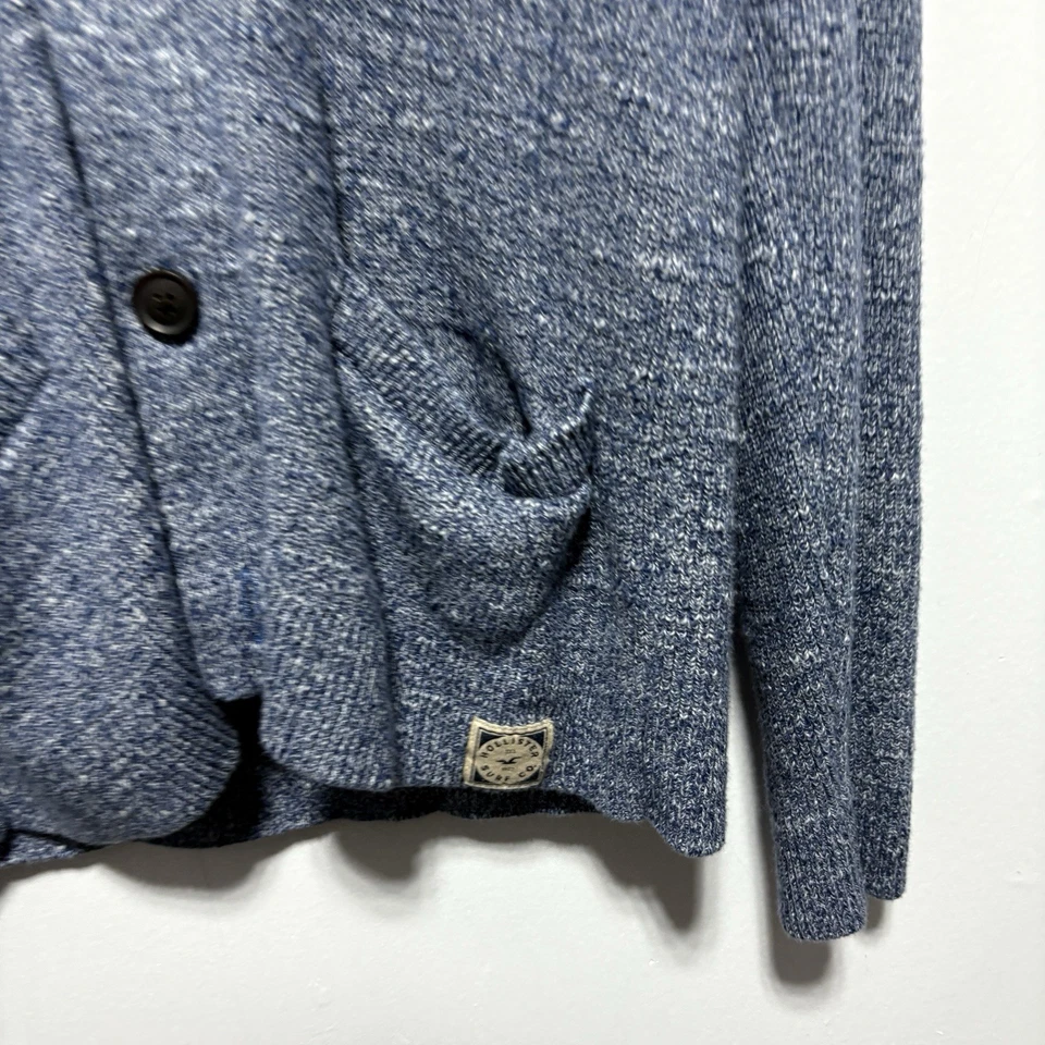 Cárdigan Hollister Para Hombre L Azul Mármol Coctelera Tejido Botón Bolsillos Frontales Relajado Foto 4 de 4
