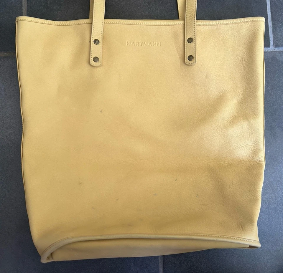 Hartmann Bolso de Hombro de Cuero Amarillo Pálido Bolso de Viaje 18" Foto 3 de 4