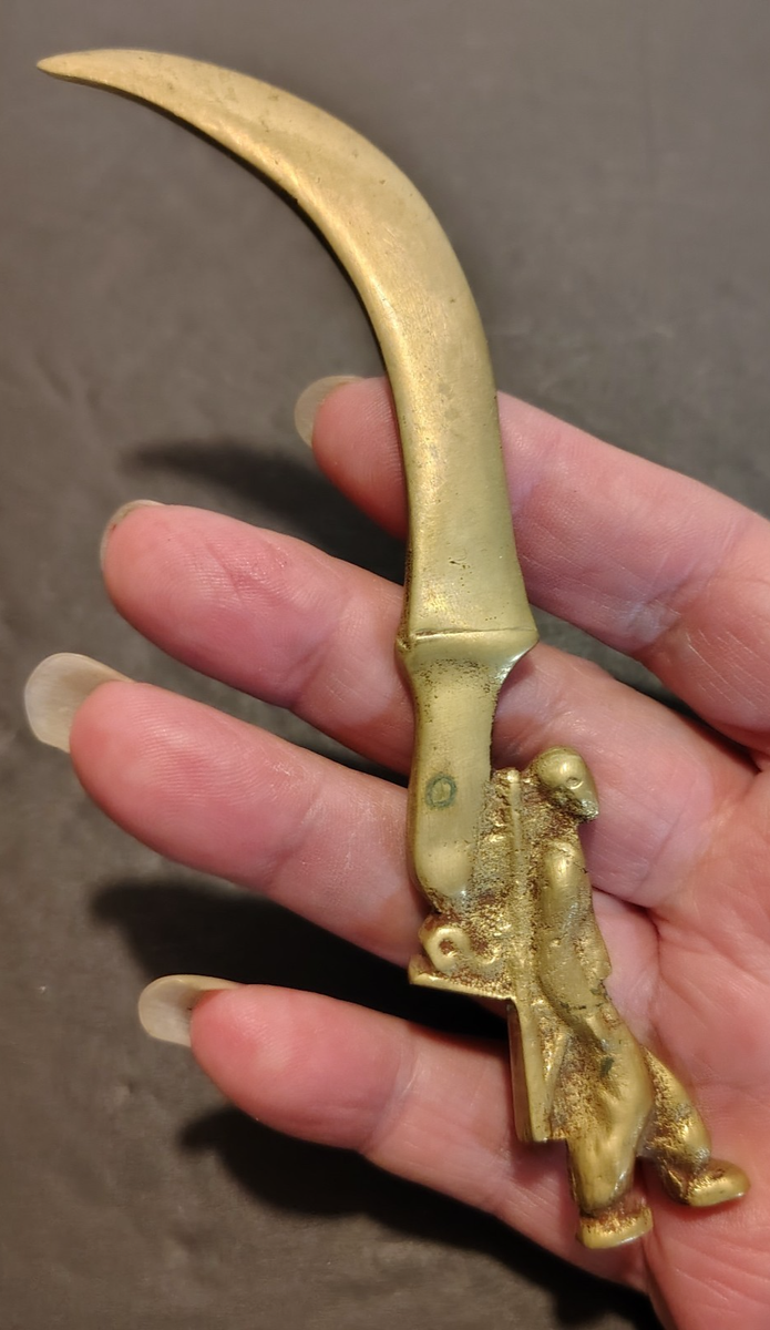 Vintage Curved Dagger Brass Letter Opener Collectible Chinese