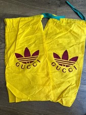 GUCCI x ADIDAS- 1 Pair of 8  x 17  Inch Yellow  Burgundy Dust Bags - Authentic
